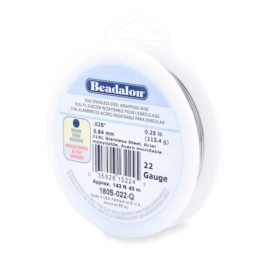 Beadalon&#xAE; 22 Gauge Round 316L Stainless Steel Wrapping Wire